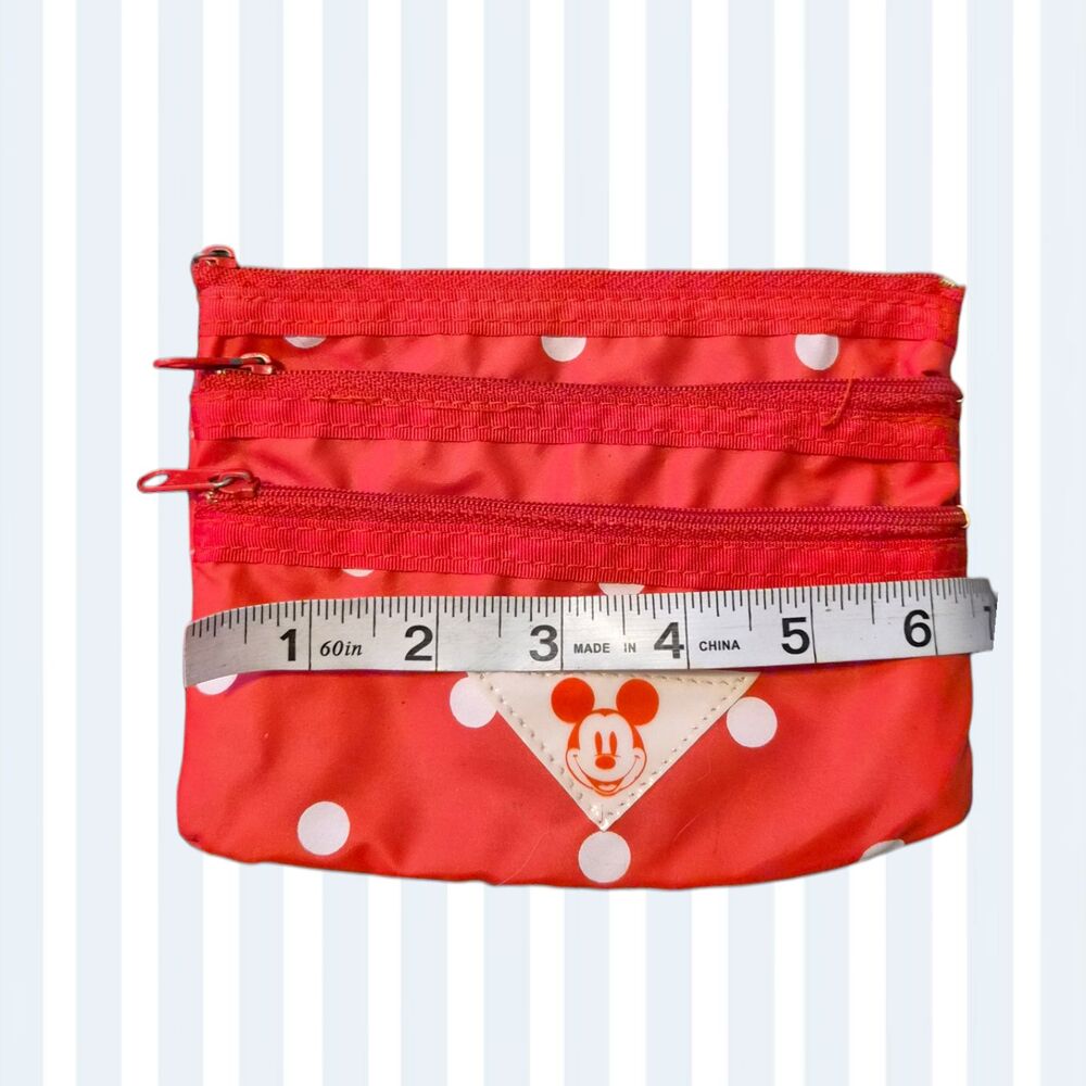 Vintage Disney Mickey Mouse Polka Dot Nylon Coin Pouch / Mini Organizer